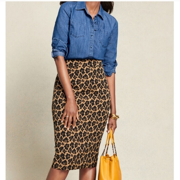 Talbots Women's Plus Size 20W Leopard Jacquard Pencil Skirt - Picture 6 of 10